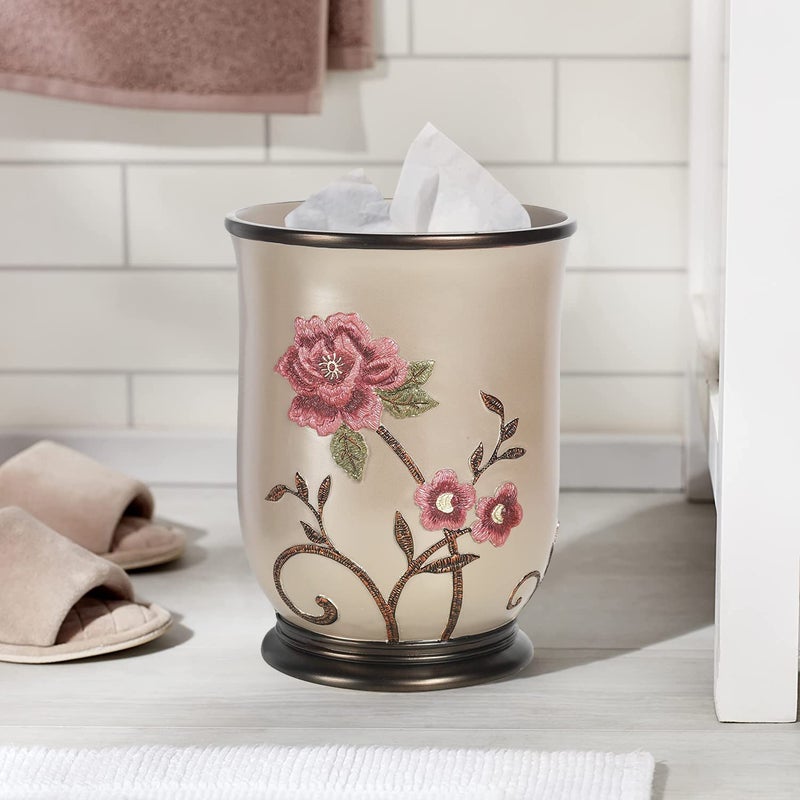 Popular Bath سلة نفايات الحمام الشهيرة، مجموعة لاريزا، تصميم وردي - Image 4